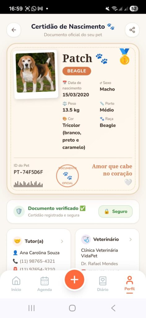 Tela do App Meu Pet