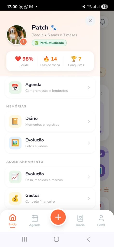 Tela do App Meu Pet