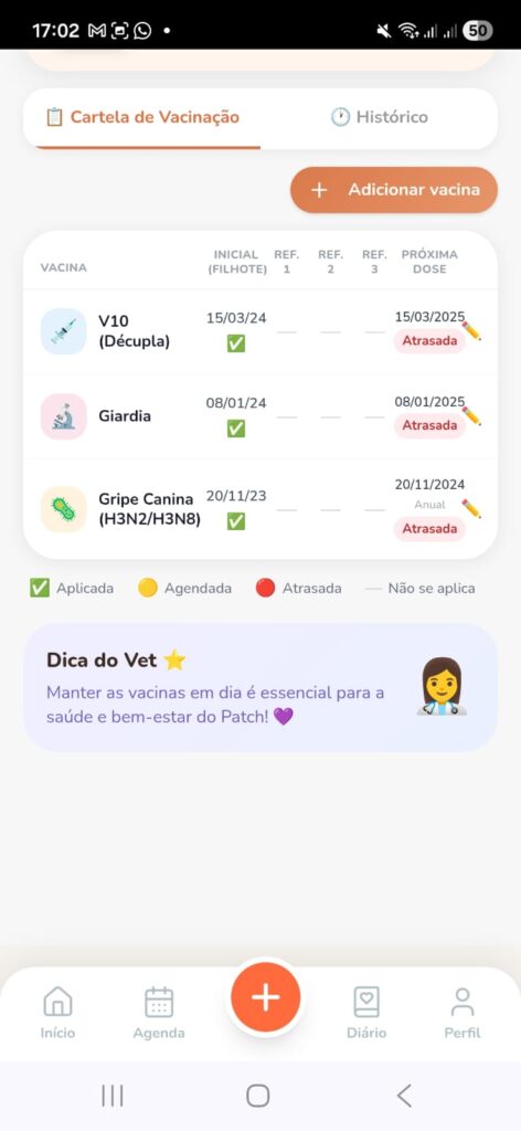 Tela do App Meu Pet