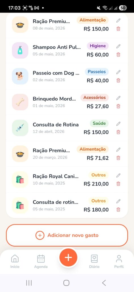 Tela do App Meu Pet