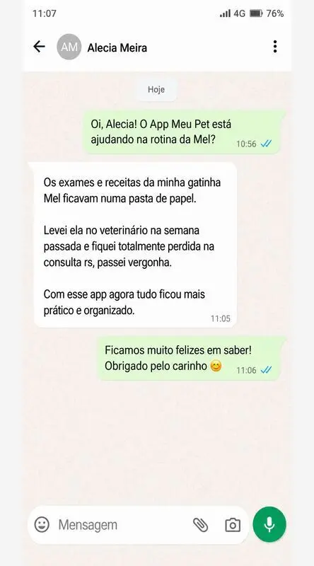 Depoimento de Alecia Meira sobre histórico médico